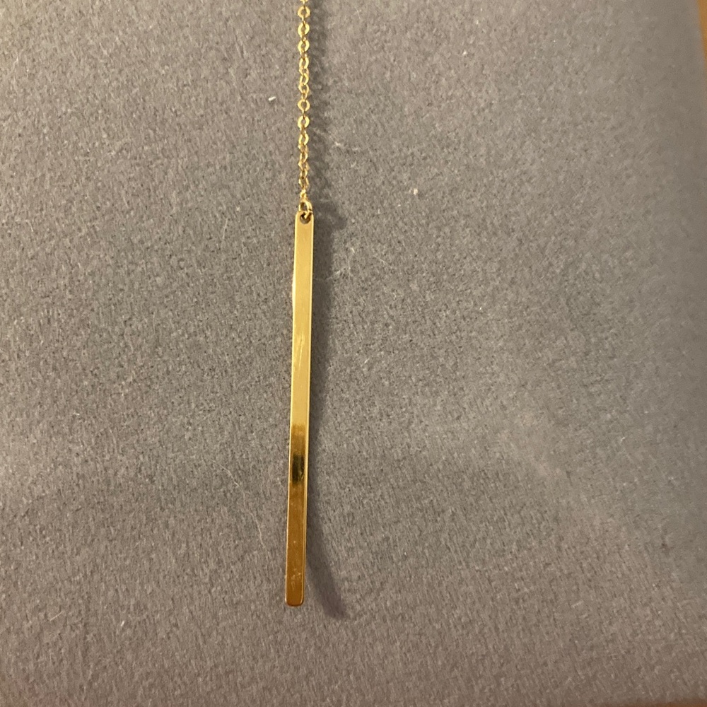 14k solid yellow gold Y necklace 18” -20” adjustable - Picture 2 of 10